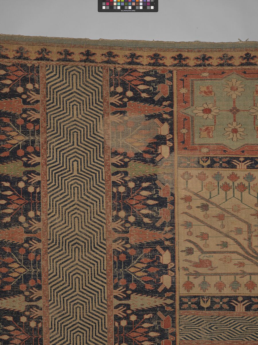 Fragment of a Garden Carpet, Cotton (warp and weft); wool (pile); symmetrically knotted pile