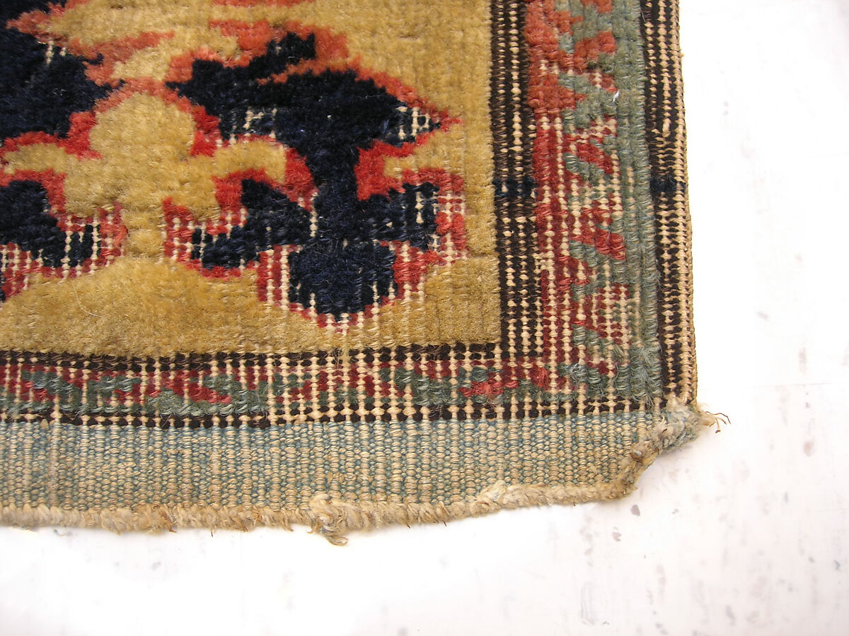 Fragment of a Garden Carpet, Cotton (warp and weft); wool (pile); symmetrically knotted pile