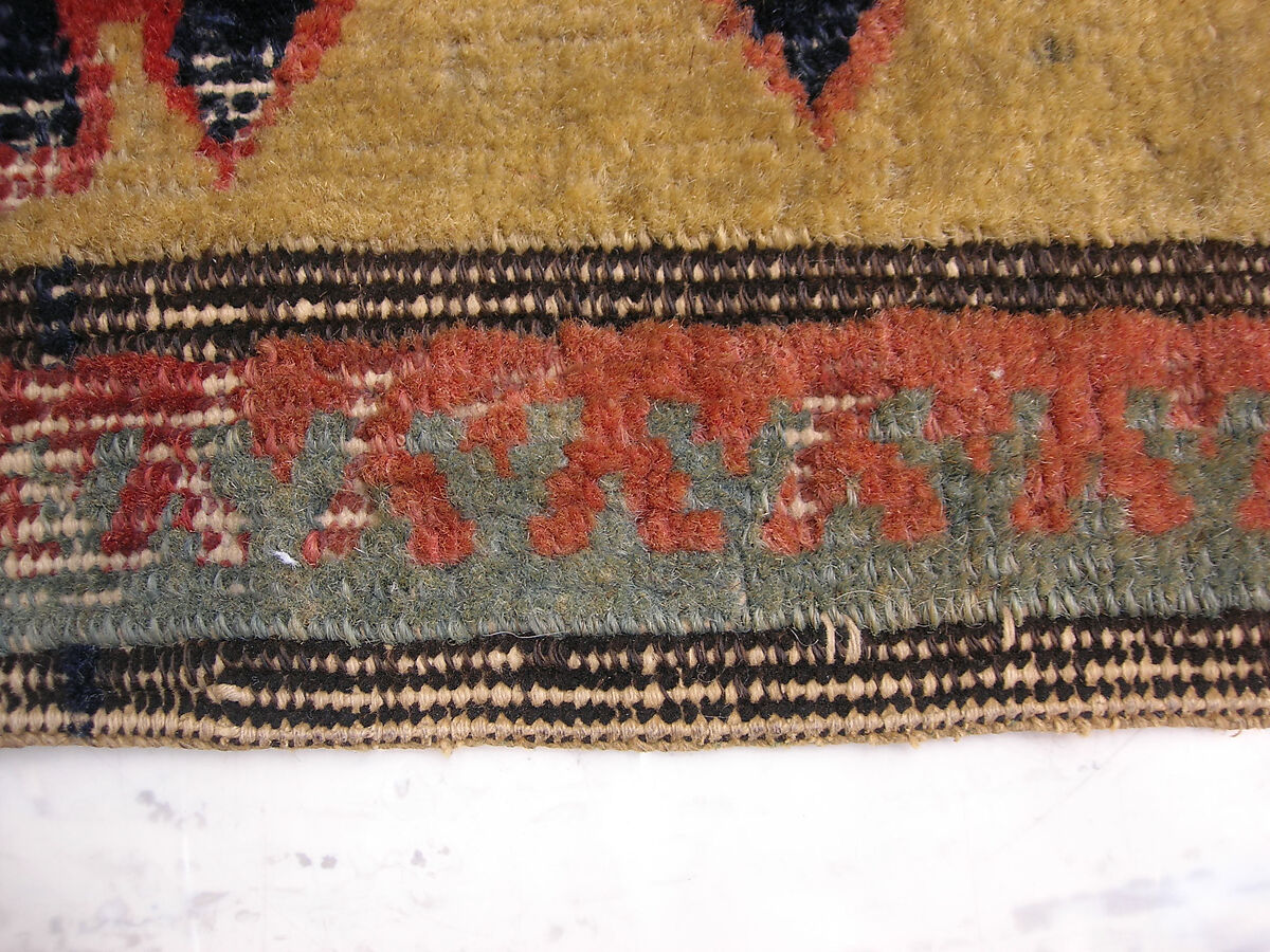 Fragment of a Garden Carpet, Cotton (warp and weft); wool (pile); symmetrically knotted pile