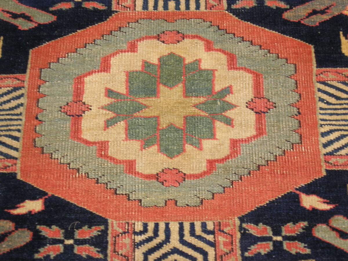 Fragment of a Garden Carpet, Cotton (warp and weft); wool (pile); symmetrically knotted pile