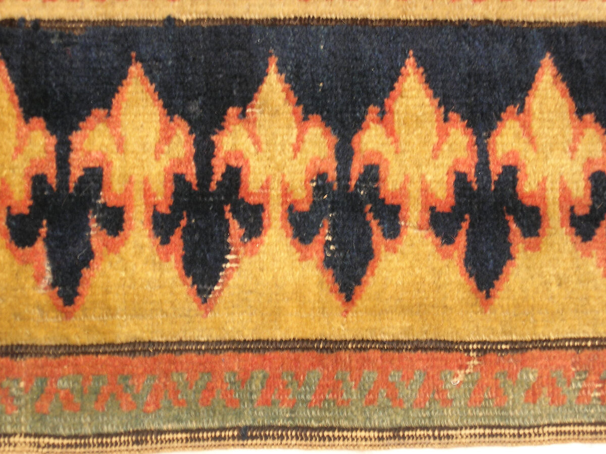 Fragment of a Garden Carpet, Cotton (warp and weft); wool (pile); symmetrically knotted pile