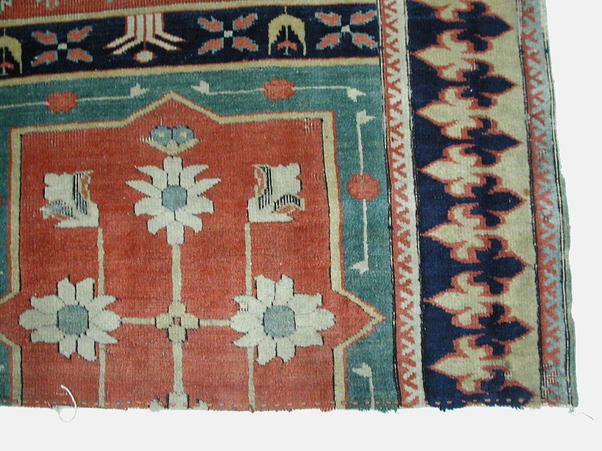Fragment of a Garden Carpet, Cotton (warp and weft); wool (pile); symmetrically knotted pile
