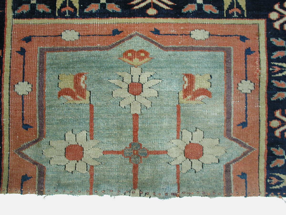 Fragment of a Garden Carpet, Cotton (warp and weft); wool (pile); symmetrically knotted pile