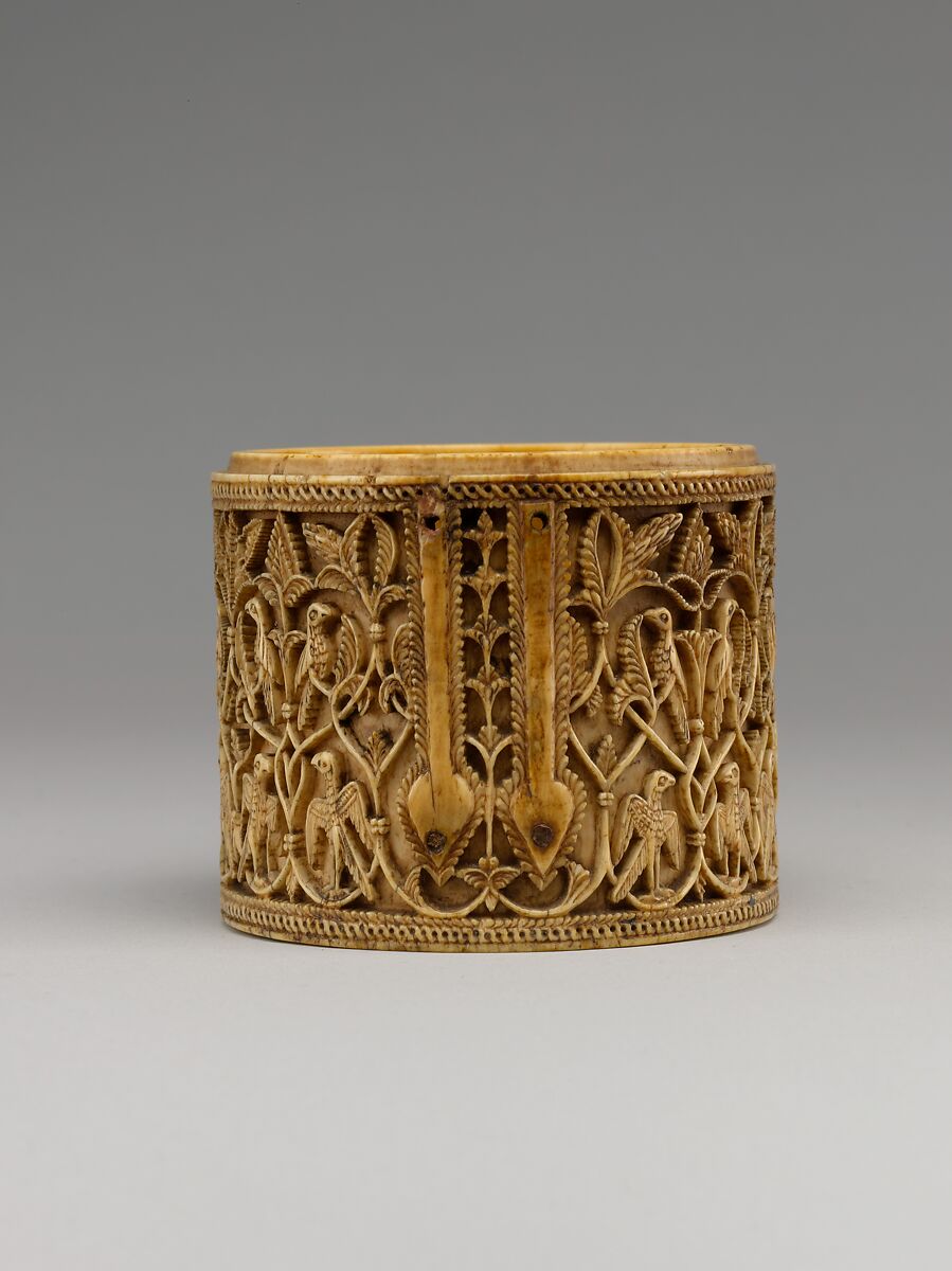 Cylindrical Box (Pyxis), Ivory; carved 