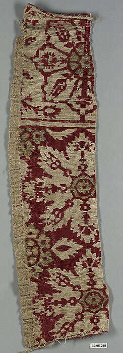 Textile Fragment, Silk, metal wrapped thread; cut and voided velvet 