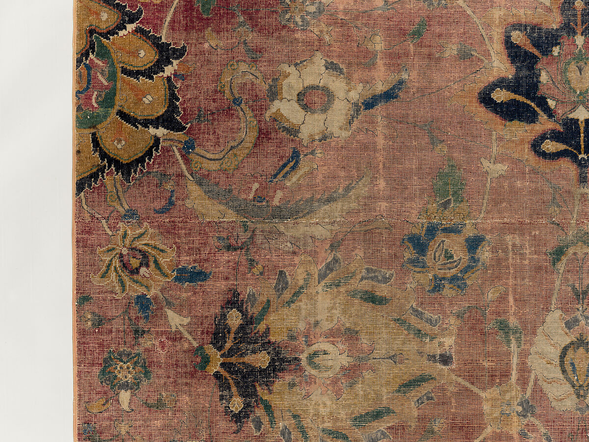Carpet Fragment, Wool (warp, weft and pile); asymmetrically knotted pile