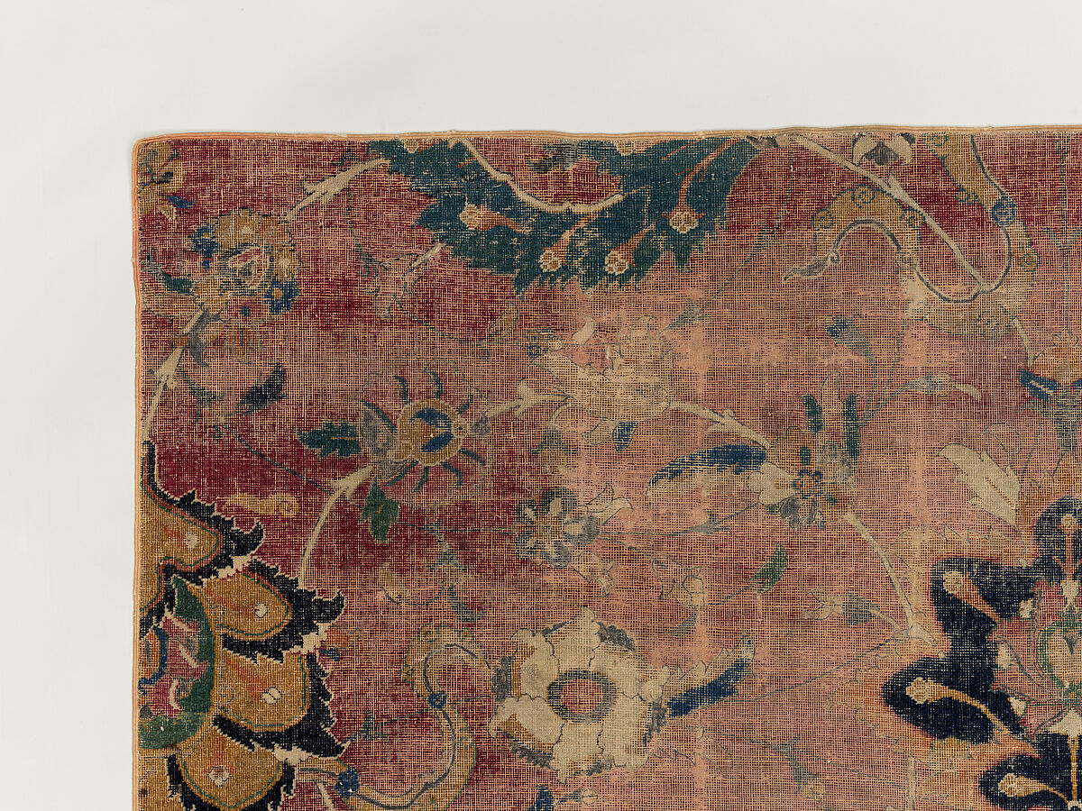 Carpet Fragment, Wool (warp, weft and pile); asymmetrically knotted pile