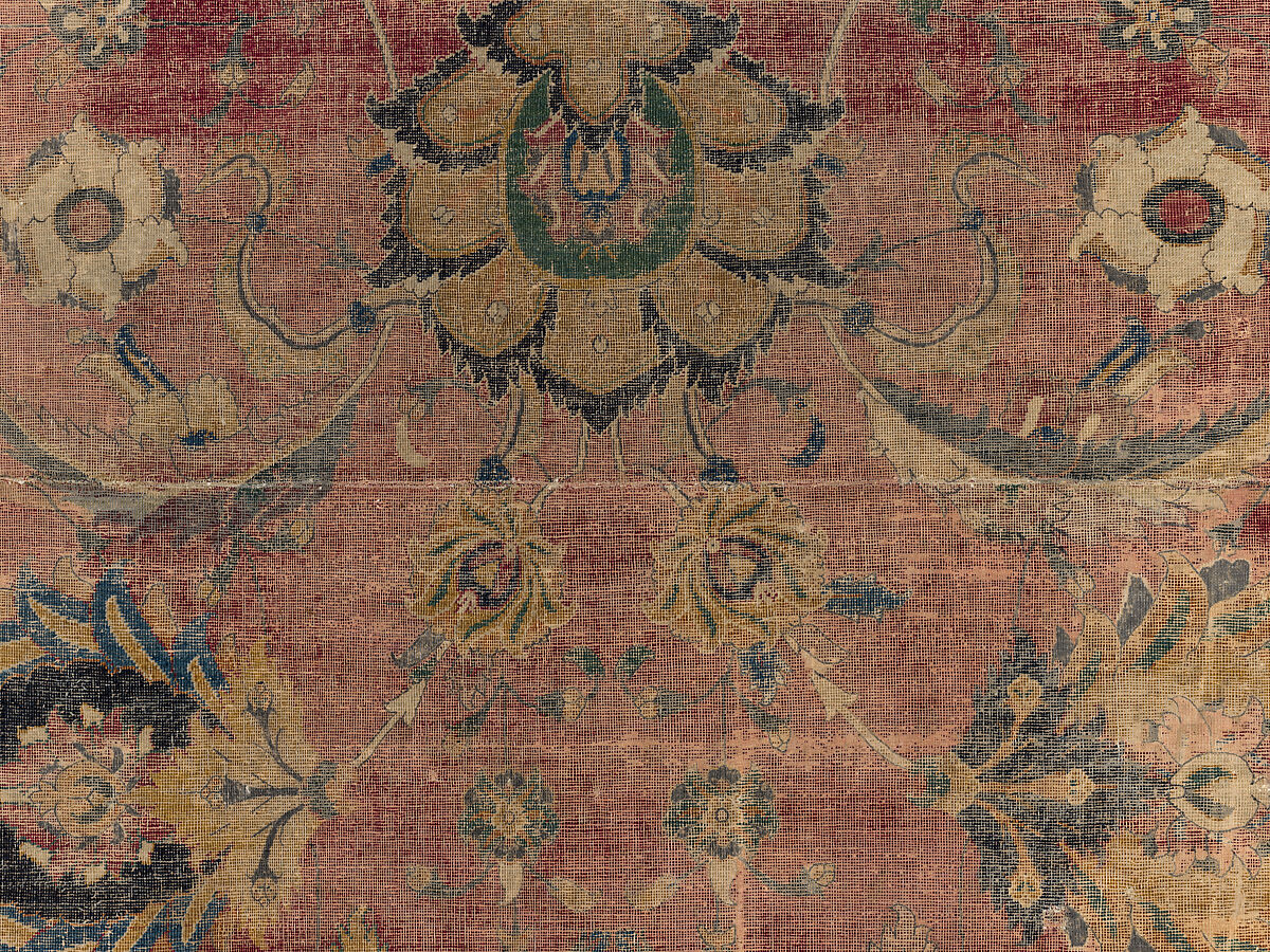 Carpet Fragment, Wool (warp, weft and pile); asymmetrically knotted pile