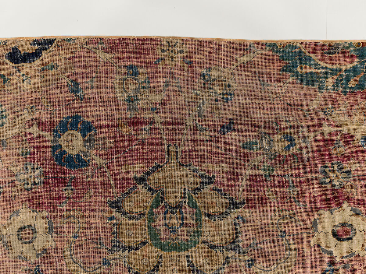 Carpet Fragment, Wool (warp, weft and pile); asymmetrically knotted pile