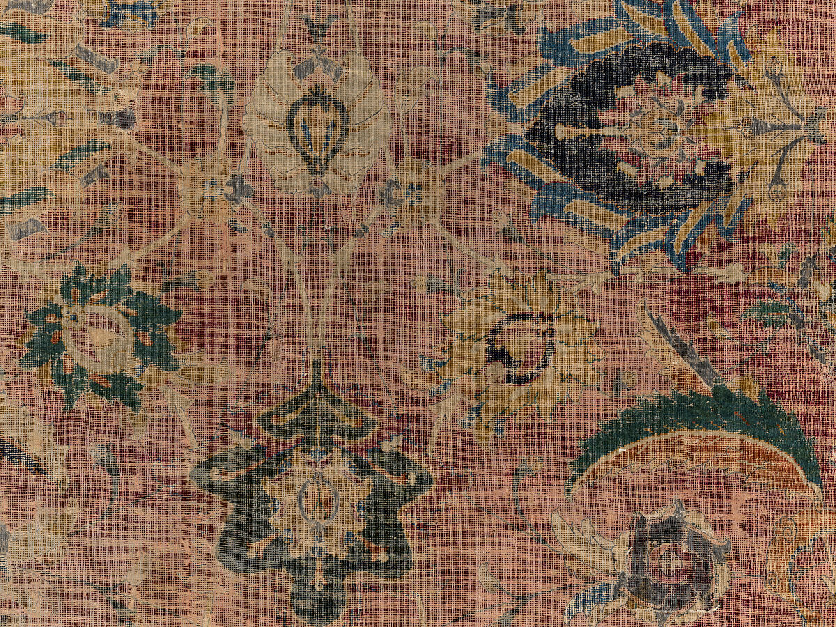 Carpet Fragment, Wool (warp, weft and pile); asymmetrically knotted pile