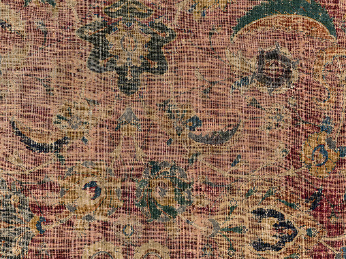 Carpet Fragment, Wool (warp, weft and pile); asymmetrically knotted pile