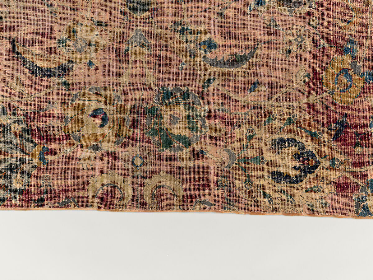 Carpet Fragment, Wool (warp, weft and pile); asymmetrically knotted pile
