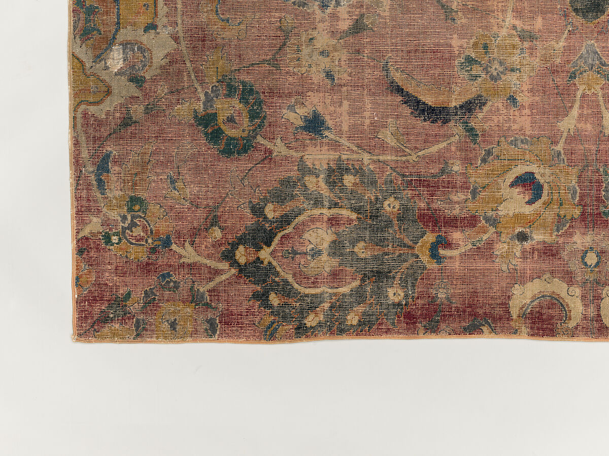 Carpet Fragment, Wool (warp, weft and pile); asymmetrically knotted pile