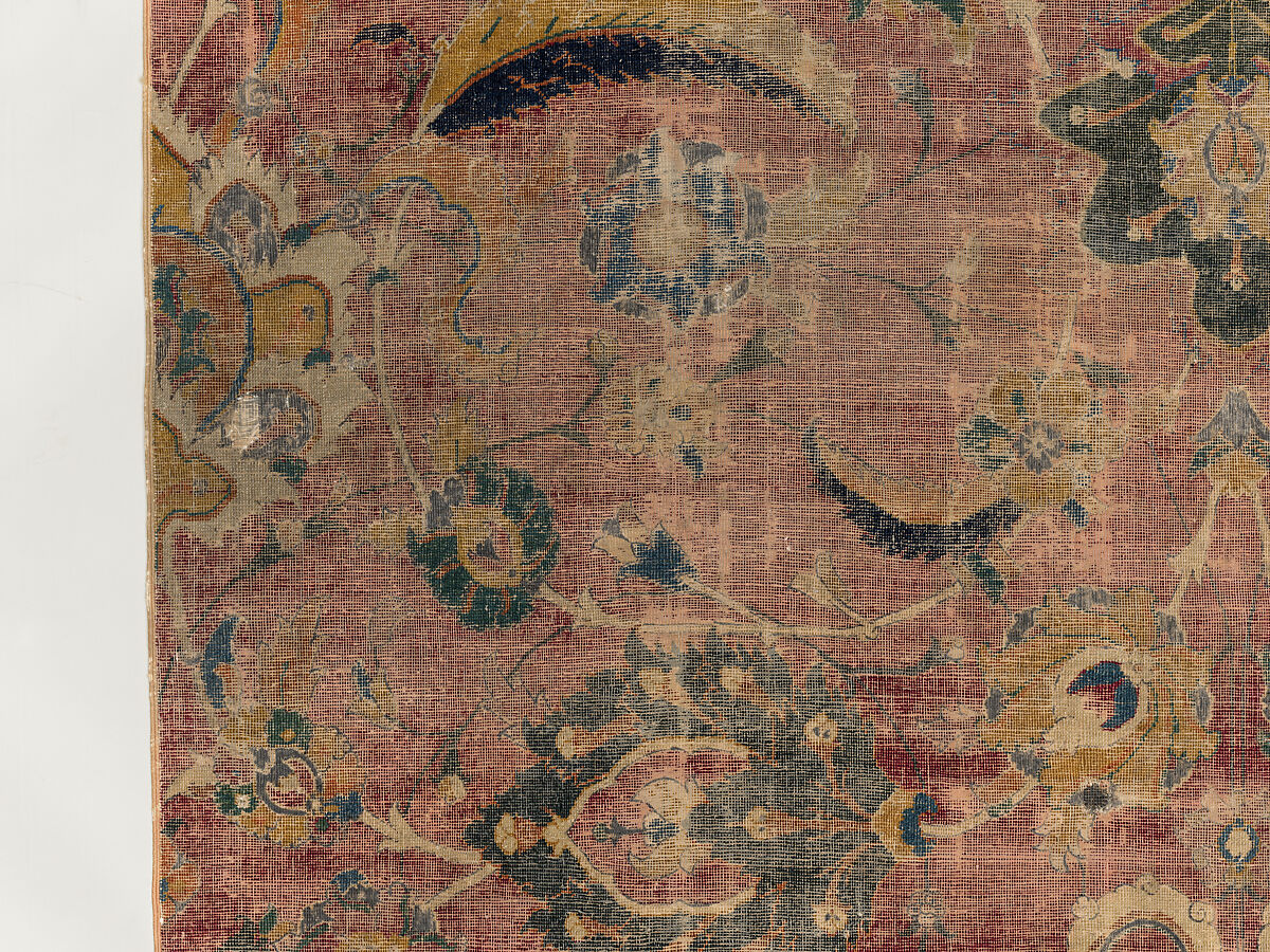 Carpet Fragment, Wool (warp, weft and pile); asymmetrically knotted pile