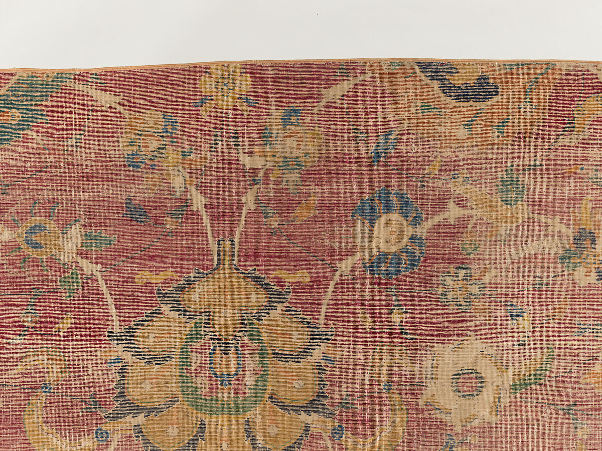 Carpet Fragment, Wool (warp, weft and pile); asymmetrically knotted pile