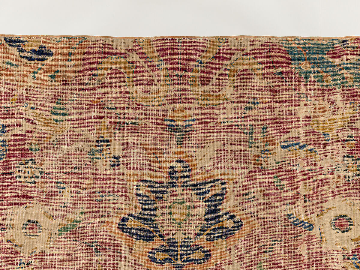 Carpet Fragment, Wool (warp, weft and pile); asymmetrically knotted pile