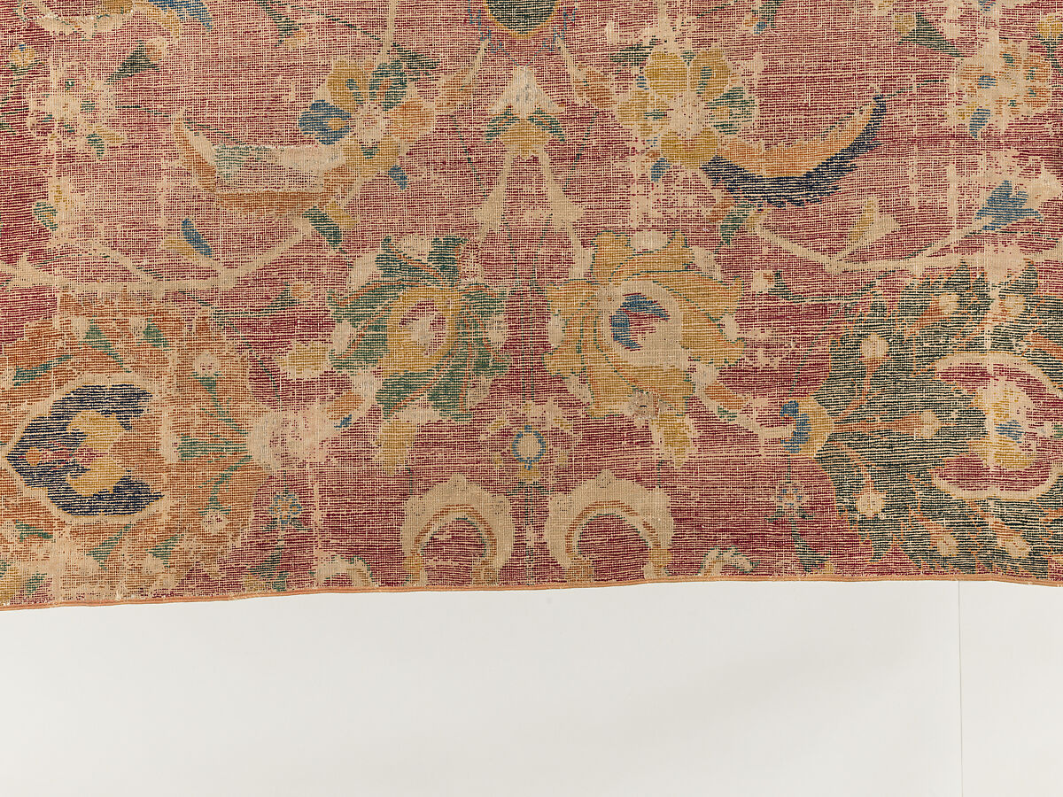 Carpet Fragment, Wool (warp, weft and pile); asymmetrically knotted pile