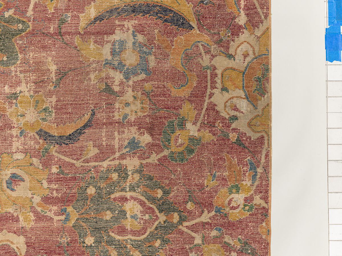 Carpet Fragment, Wool (warp, weft and pile); asymmetrically knotted pile