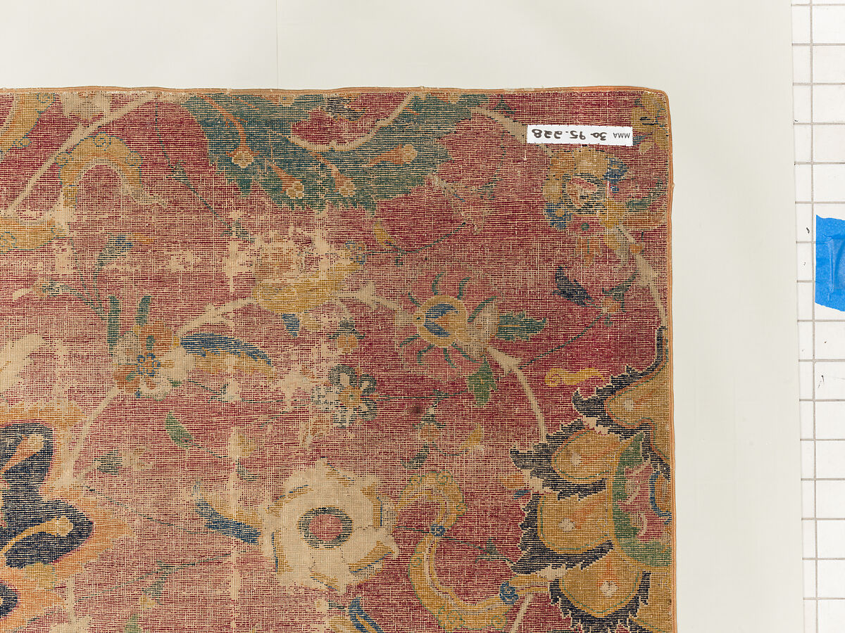Carpet Fragment, Wool (warp, weft and pile); asymmetrically knotted pile