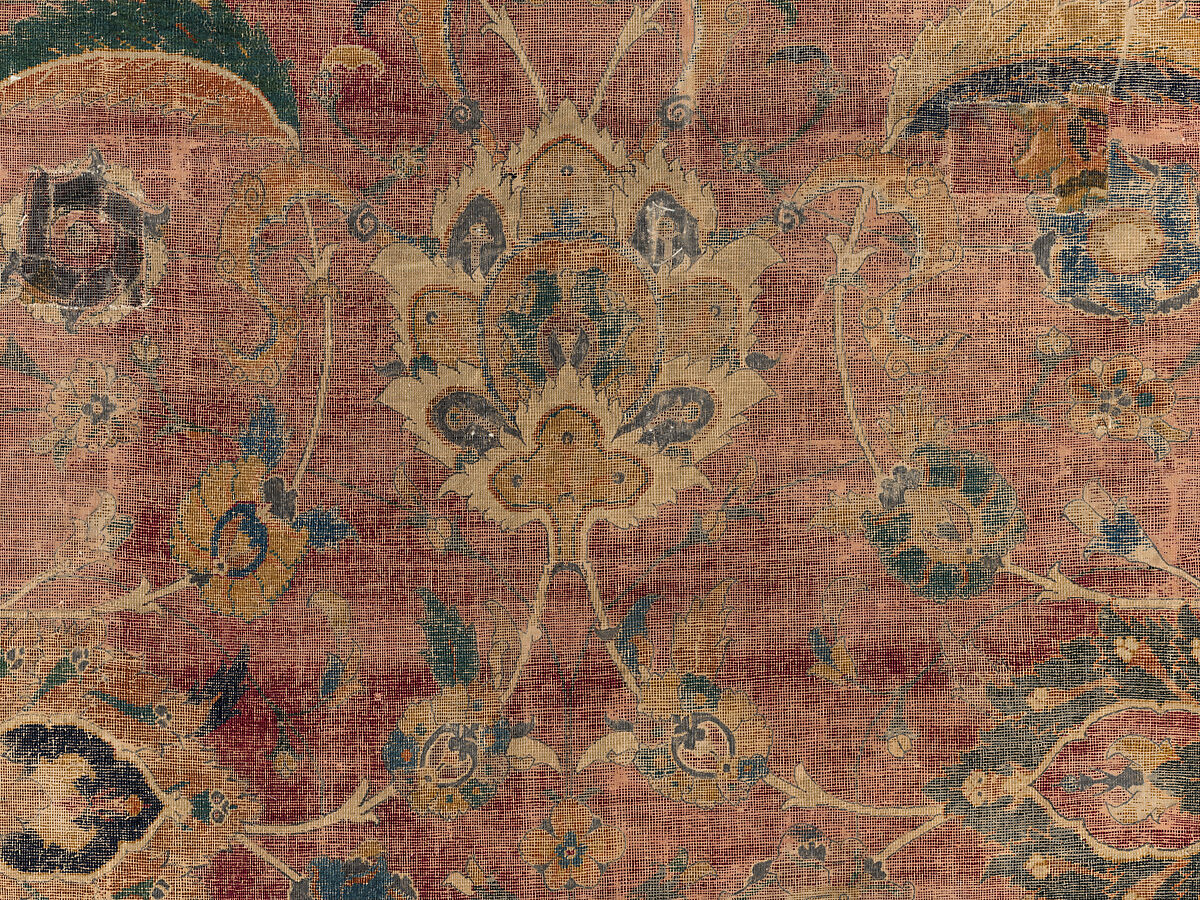 Carpet Fragment, Wool (warp, weft and pile); asymmetrically knotted pile