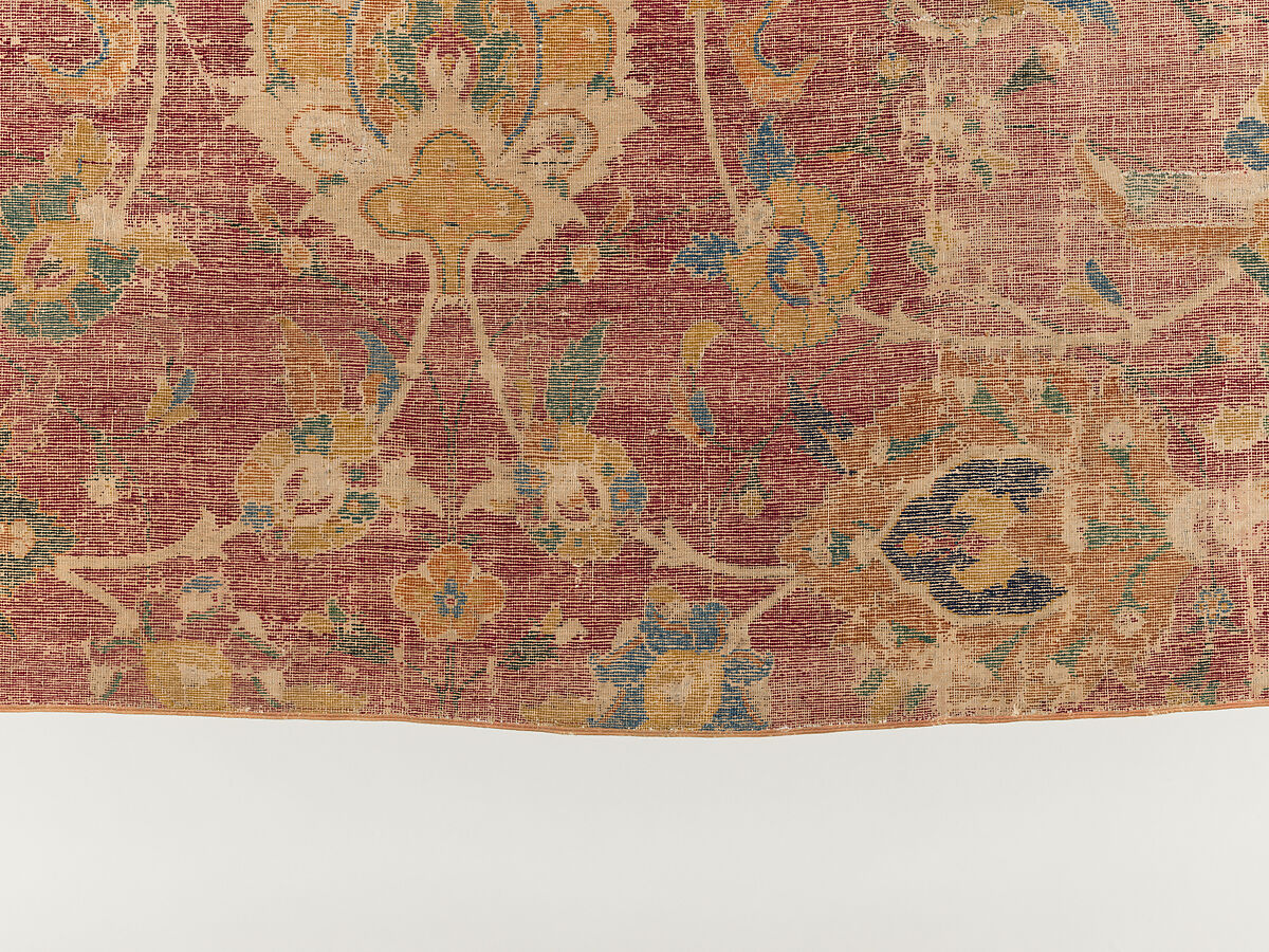 Carpet Fragment, Wool (warp, weft and pile); asymmetrically knotted pile