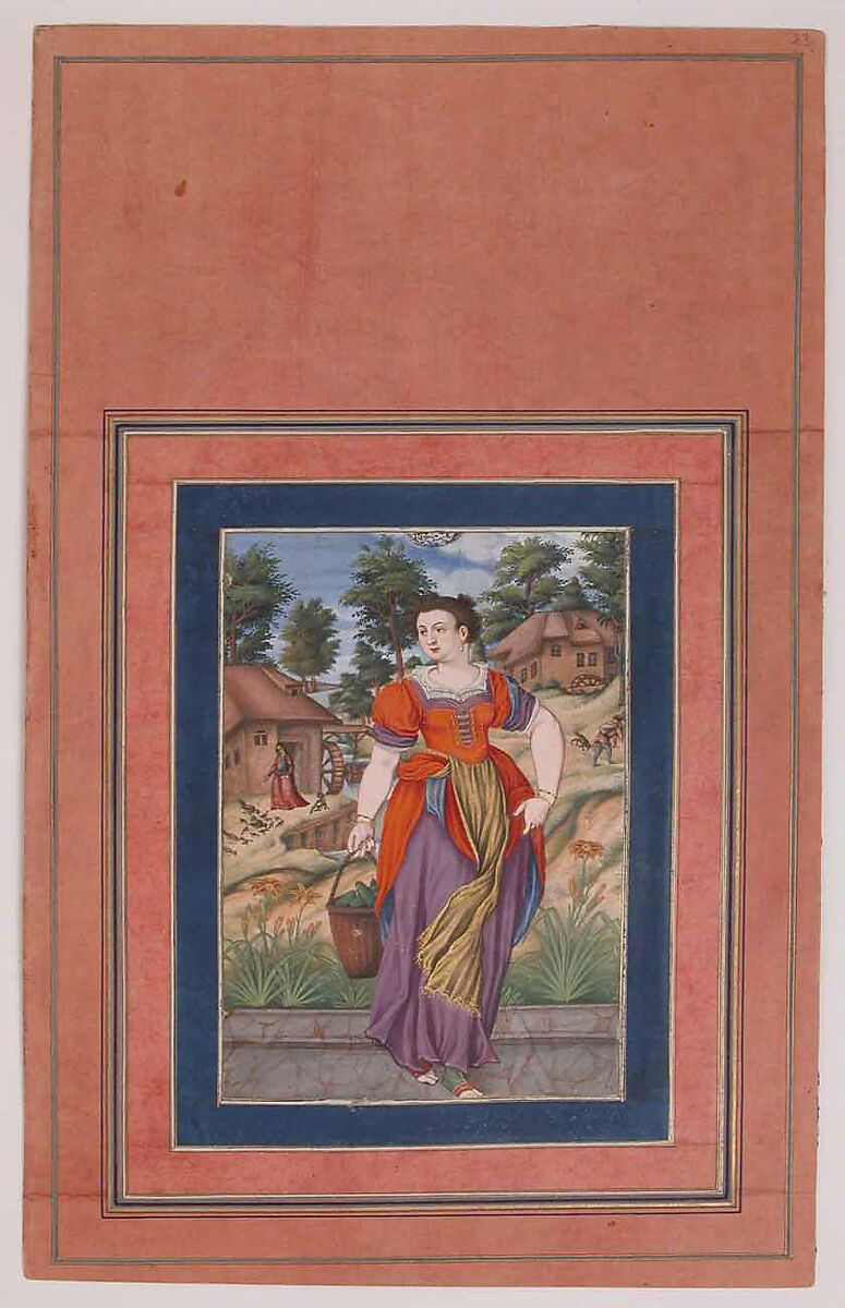 "Summer, from a Series of the Four Seasons", Folio from the Davis Album, Attributed to 'Ali Quli Jabbadar (Iranian, active second half 17th century), Ink, opaque watercolor, and gold on paper