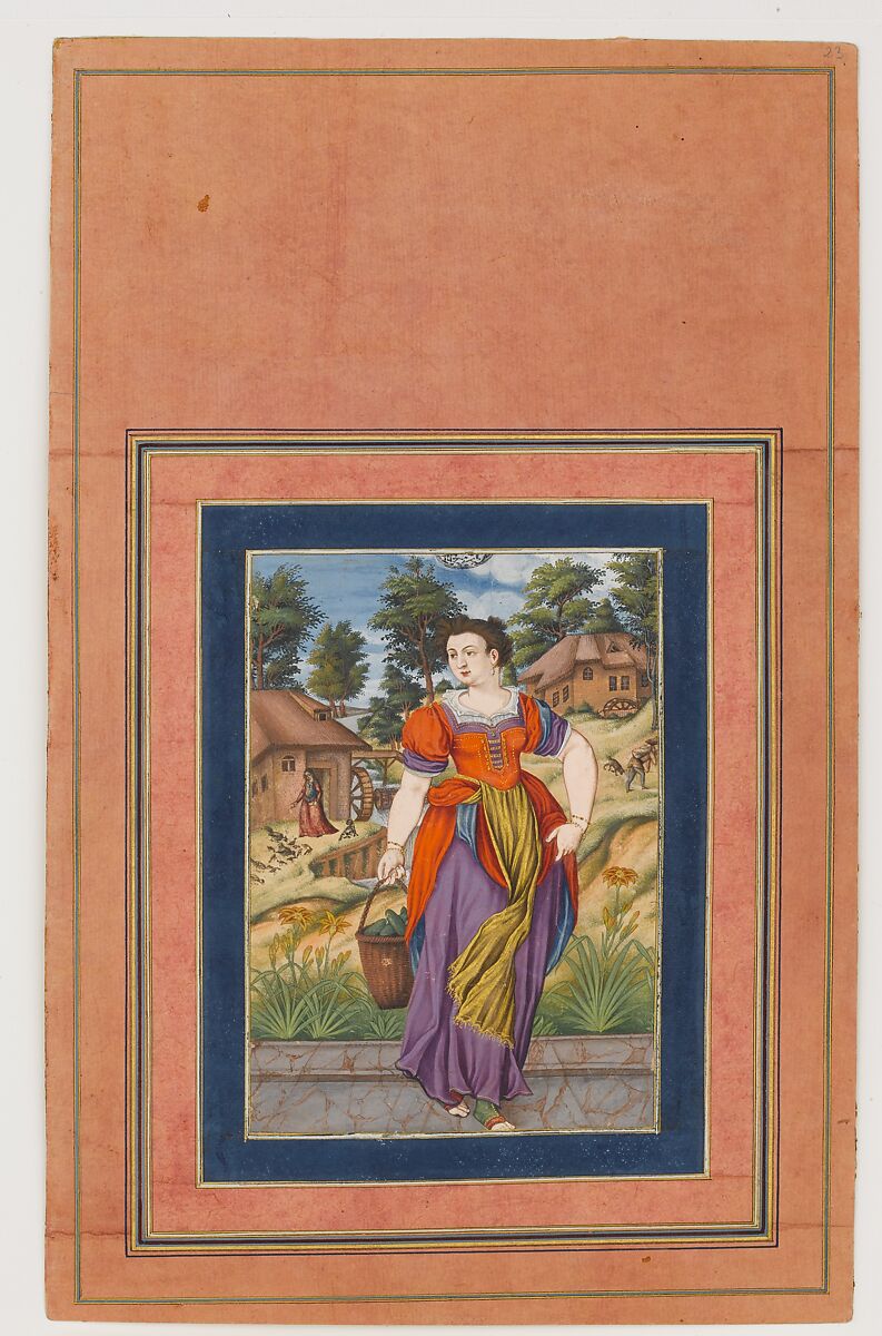 "Summer, from a Series of the Four Seasons", Folio from the Davis Album, Attributed to 'Ali Quli Jabbadar (Iranian, active second half 17th century), Ink, opaque watercolor, and gold on paper