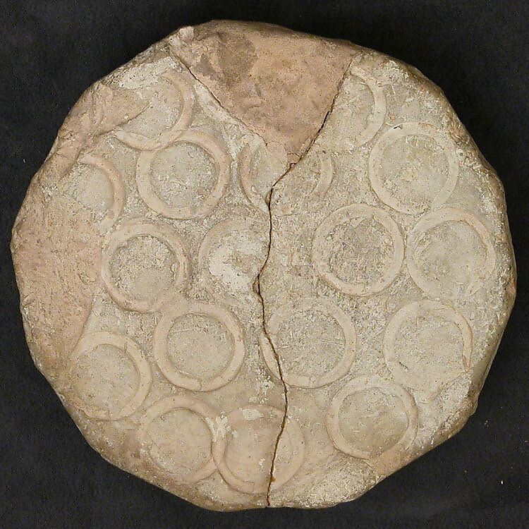 Medallion with Enthroned Figure and Attendants, Earthenware; carved