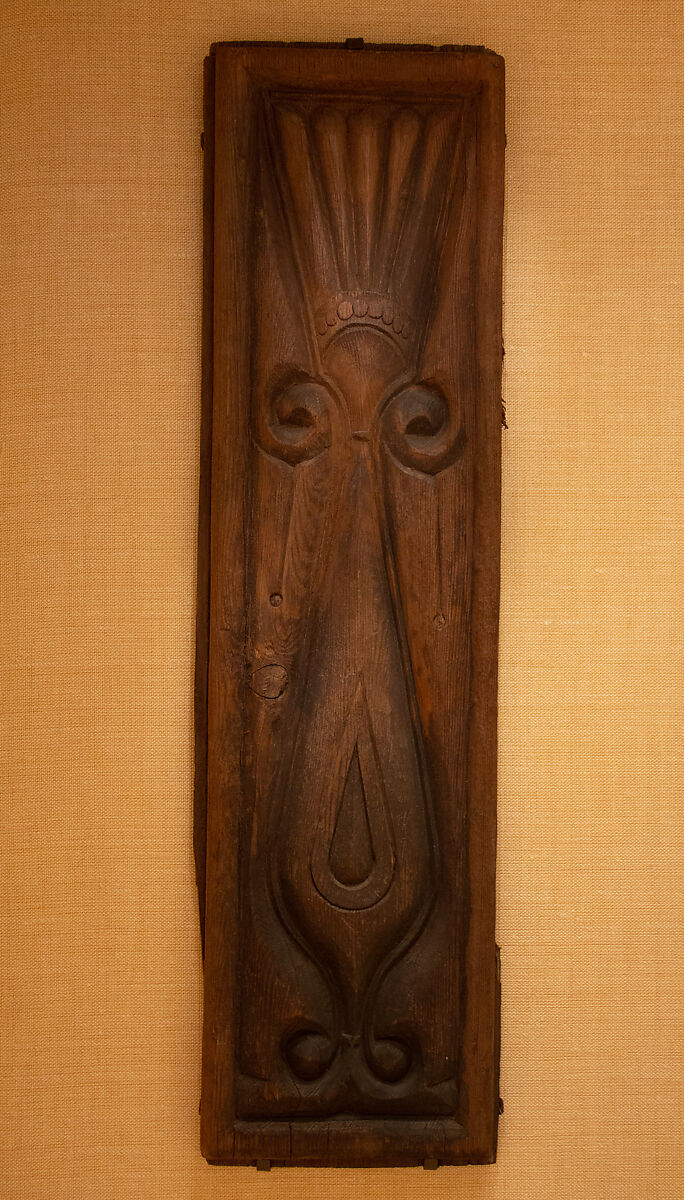 Door Panel with 'Beveled Design', Wood (pine); carved 