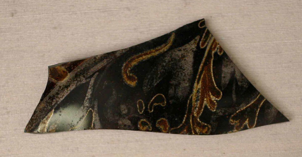 Fragment, Glass; stained and luster-painted 