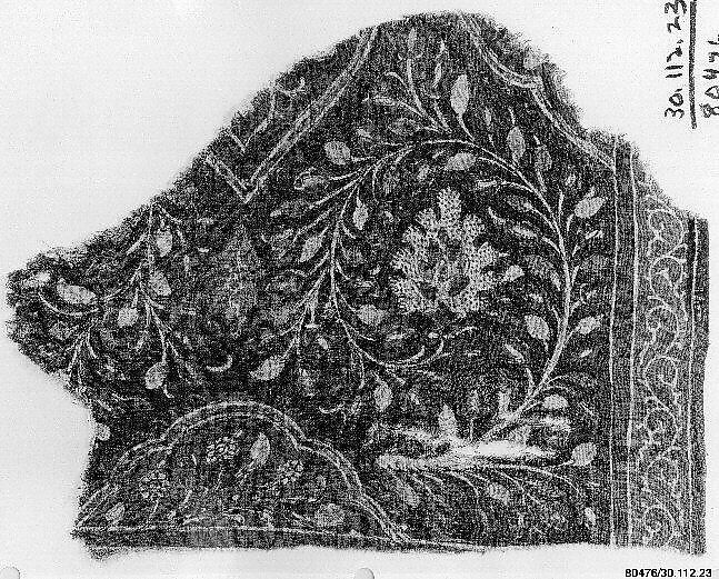 Textile Fragment, Cotton, plain weave; block-printed and painted, mordant and resist dyed 