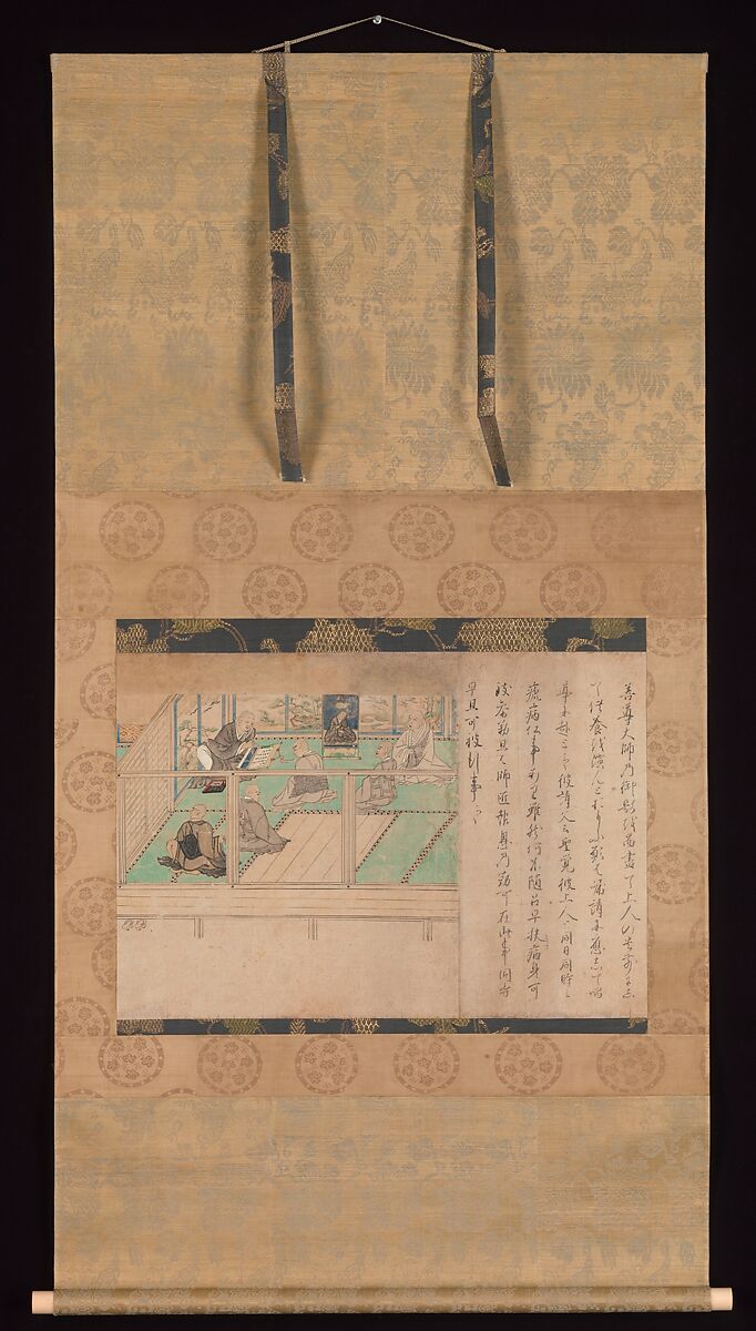 Illustrated Biography of Hōnen (Shūikotokūden-e), Section of handscroll mounted as hanging scroll; ink and color on paper, Japan