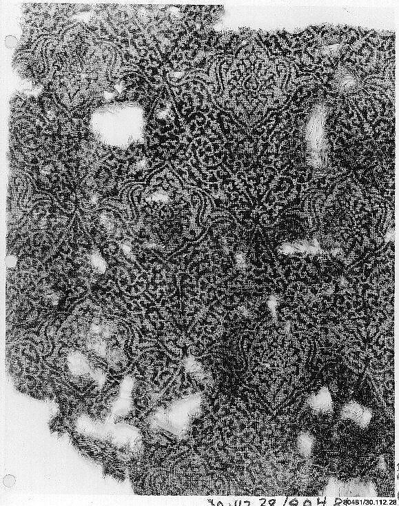 Textile with Arabesque and Palmette Design, Cotton, plain weave; block-printed, mordant dyed