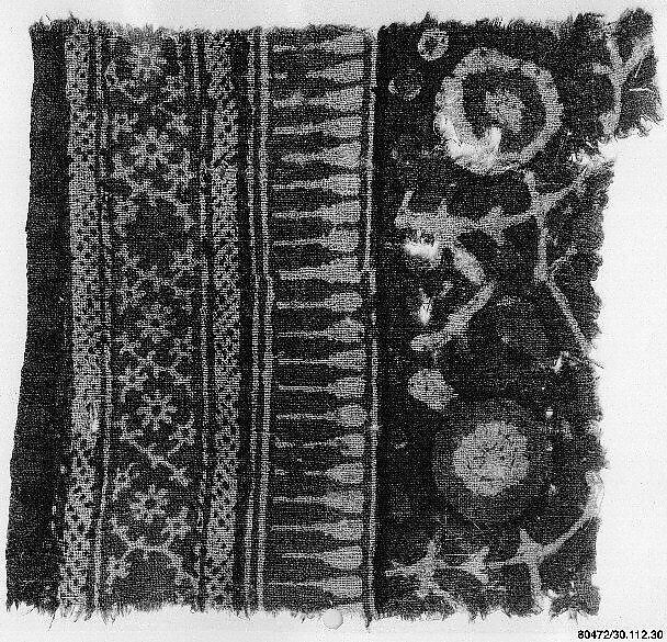 Textile Fragment, Cotton, plain weave; block-printed and/or painted, mordant and resist dyed
