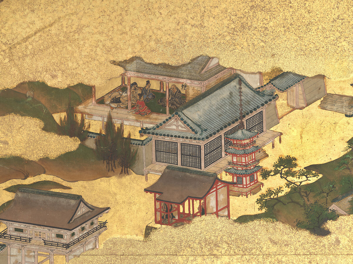 The Rebellions of the Hōgen and Heiji Eras, Pair of six-panel folding screens; ink, color, gold, and gold leaf on paper, Japan