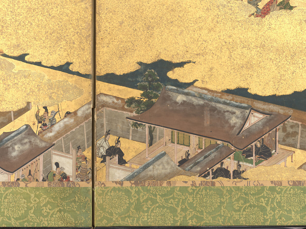 The Rebellions of the Hōgen and Heiji Eras, Pair of six-panel folding screens; ink, color, gold, and gold leaf on paper, Japan