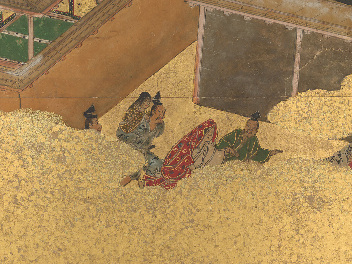 The Rebellions of the Hōgen and Heiji Eras, Pair of six-panel folding screens; ink, color, gold, and gold leaf on paper, Japan