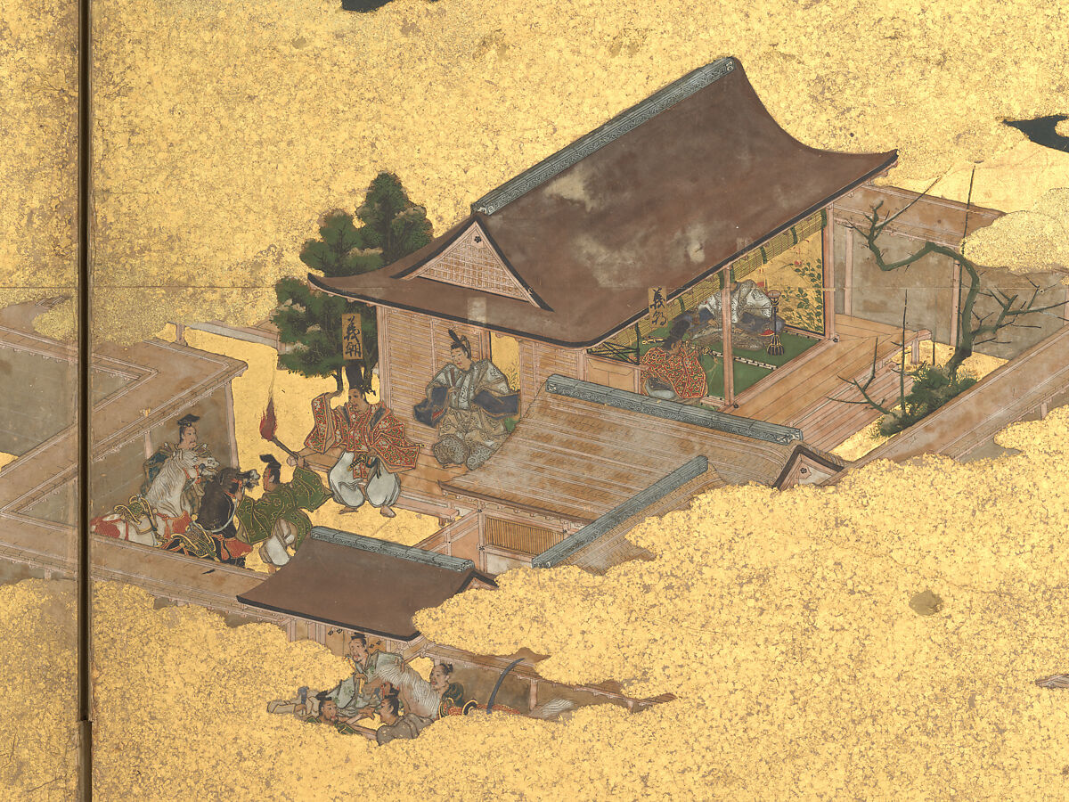 The Rebellions of the Hōgen and Heiji Eras, Pair of six-panel folding screens; ink, color, gold, and gold leaf on paper, Japan