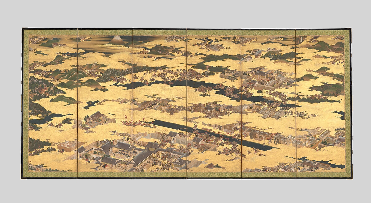 The Rebellions of the Hōgen and Heiji Eras

, Pair of six-panel folding screens; ink, color, gold, and gold leaf on paper, Japan