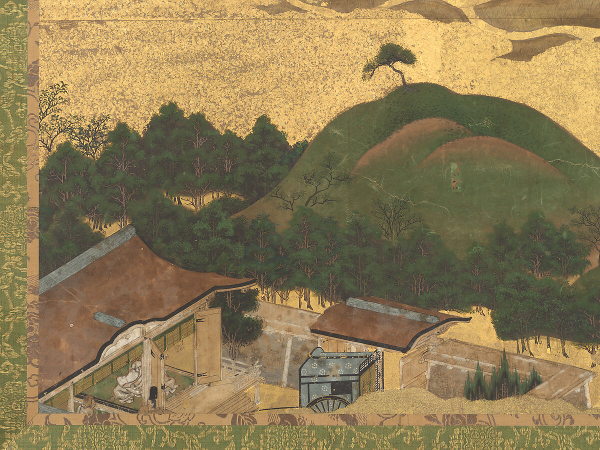 The Rebellions of the Hōgen and Heiji Eras, Pair of six-panel folding screens; ink, color, gold, and gold leaf on paper, Japan