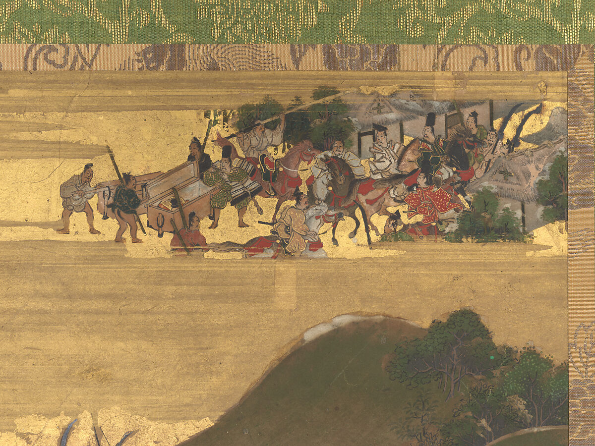The Rebellions of the Hōgen and Heiji Eras, Pair of six-panel folding screens; ink, color, gold, and gold leaf on paper, Japan