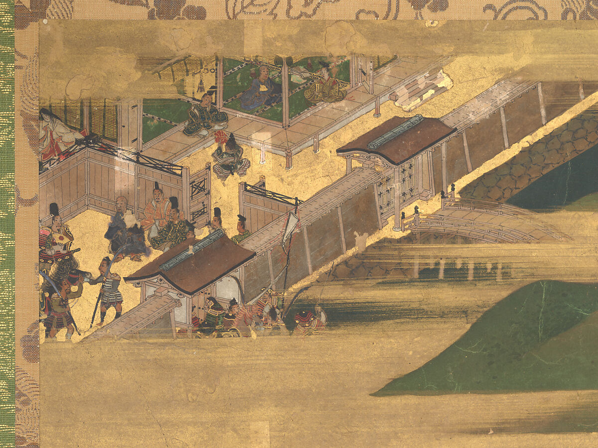 The Rebellions of the Hōgen and Heiji Eras, Pair of six-panel folding screens; ink, color, gold, and gold leaf on paper, Japan