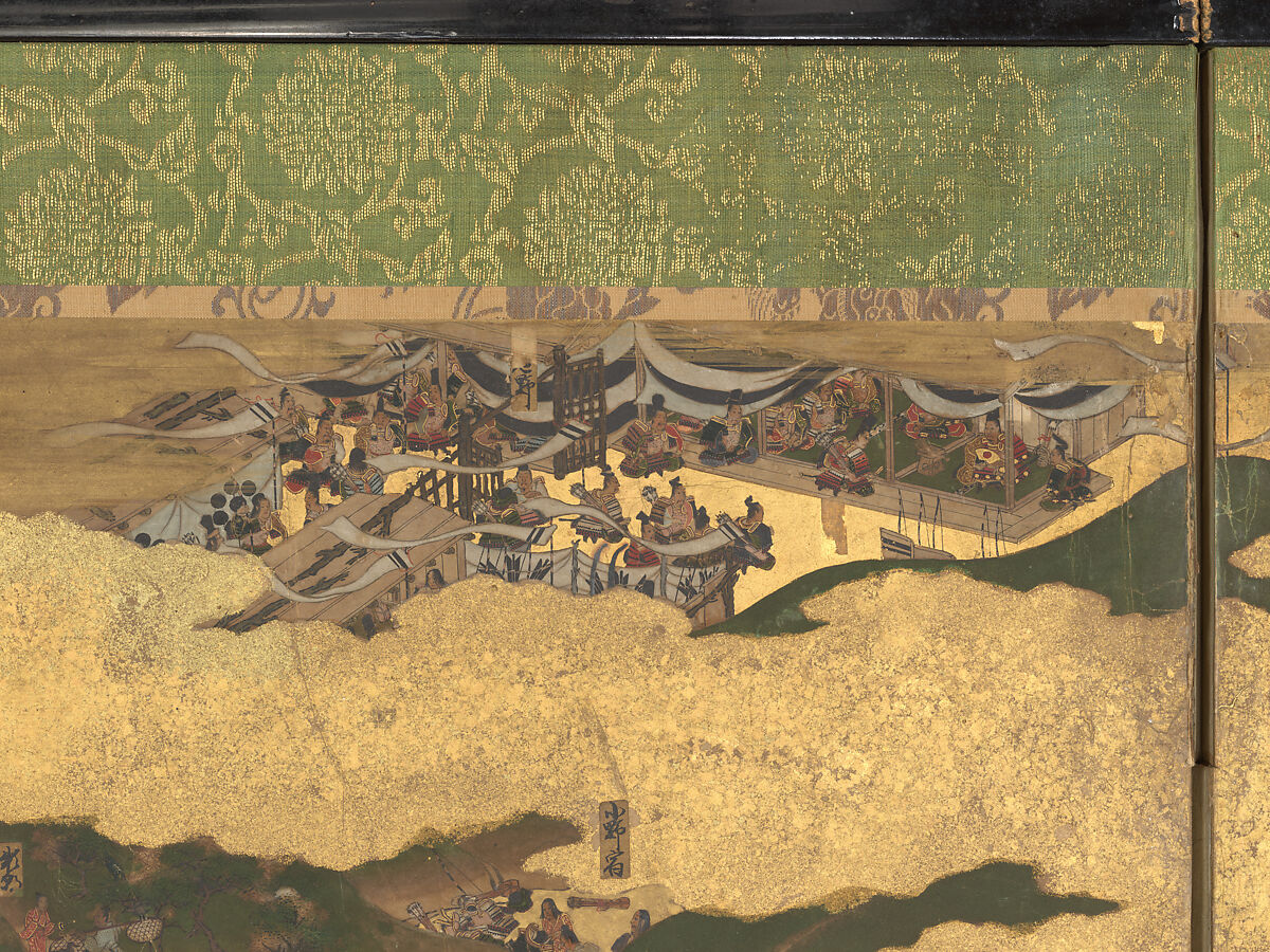 The Rebellions of the Hōgen and Heiji Eras, Pair of six-panel folding screens; ink, color, gold, and gold leaf on paper, Japan