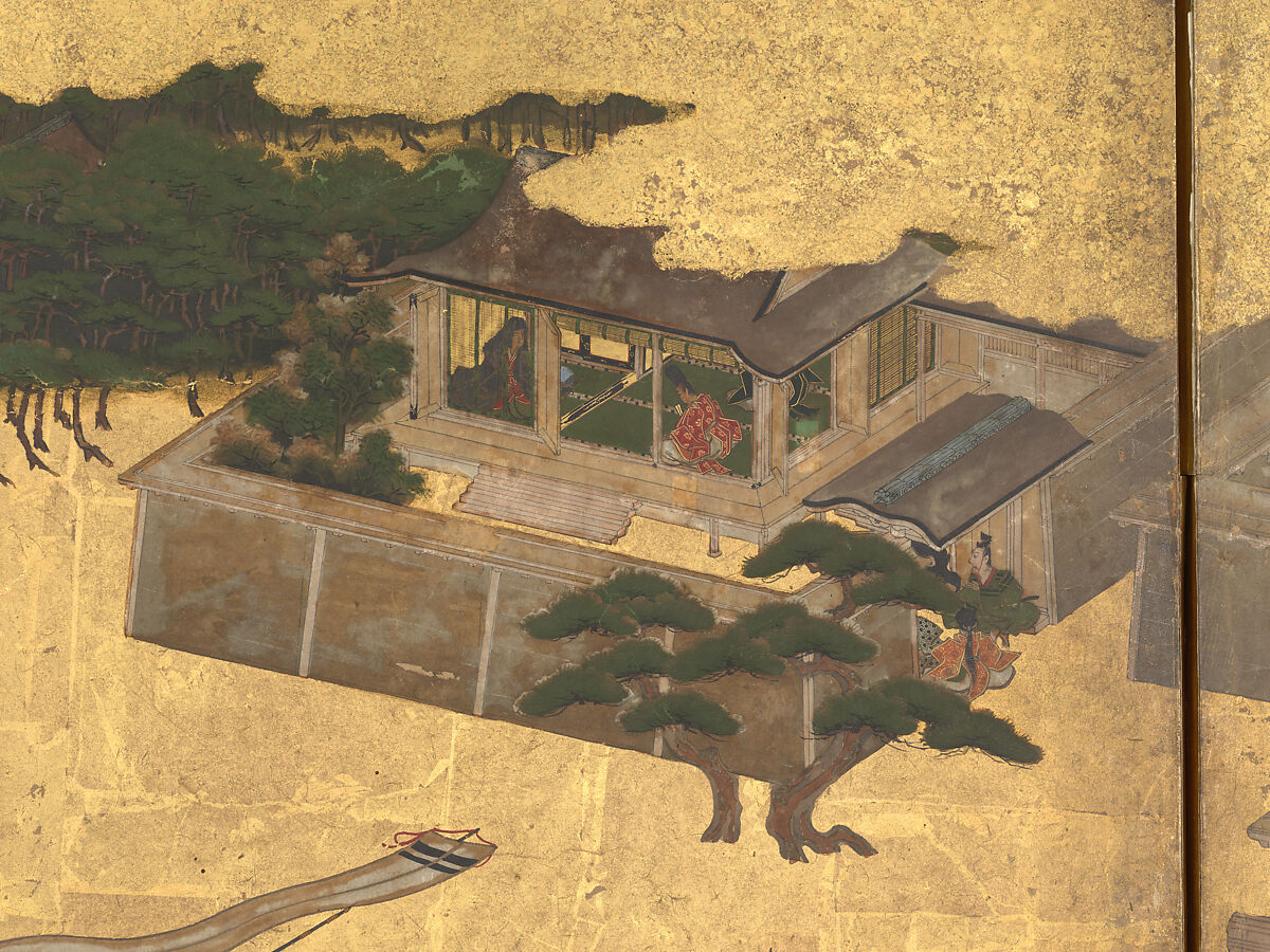 The Rebellions of the Hōgen and Heiji Eras, Pair of six-panel folding screens; ink, color, gold, and gold leaf on paper, Japan