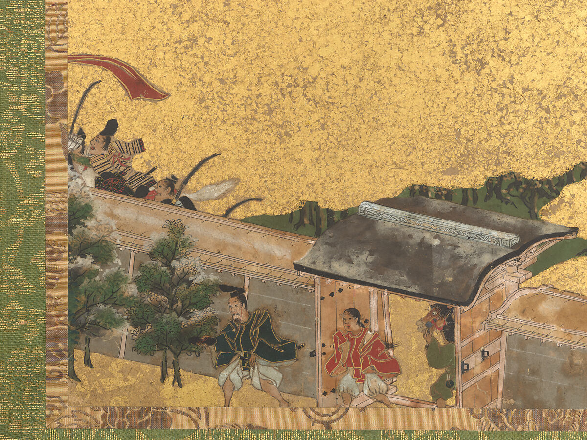 The Rebellions of the Hōgen and Heiji Eras, Pair of six-panel folding screens; ink, color, gold, and gold leaf on paper, Japan