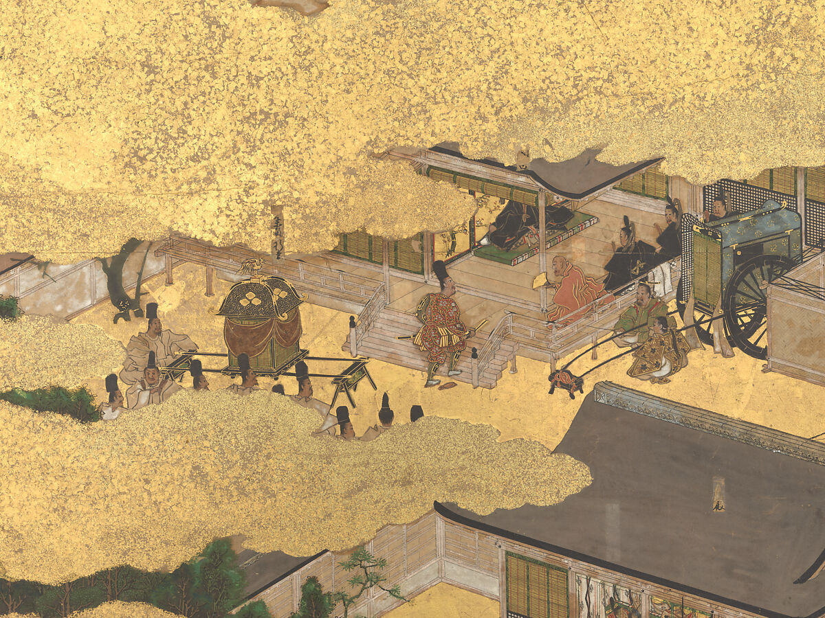 The Rebellions of the Hōgen and Heiji Eras, Pair of six-panel folding screens; ink, color, gold, and gold leaf on paper, Japan