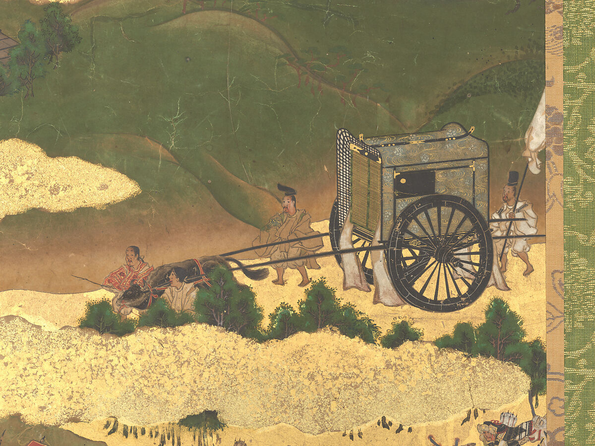 The Rebellions of the Hōgen and Heiji Eras, Pair of six-panel folding screens; ink, color, gold, and gold leaf on paper, Japan