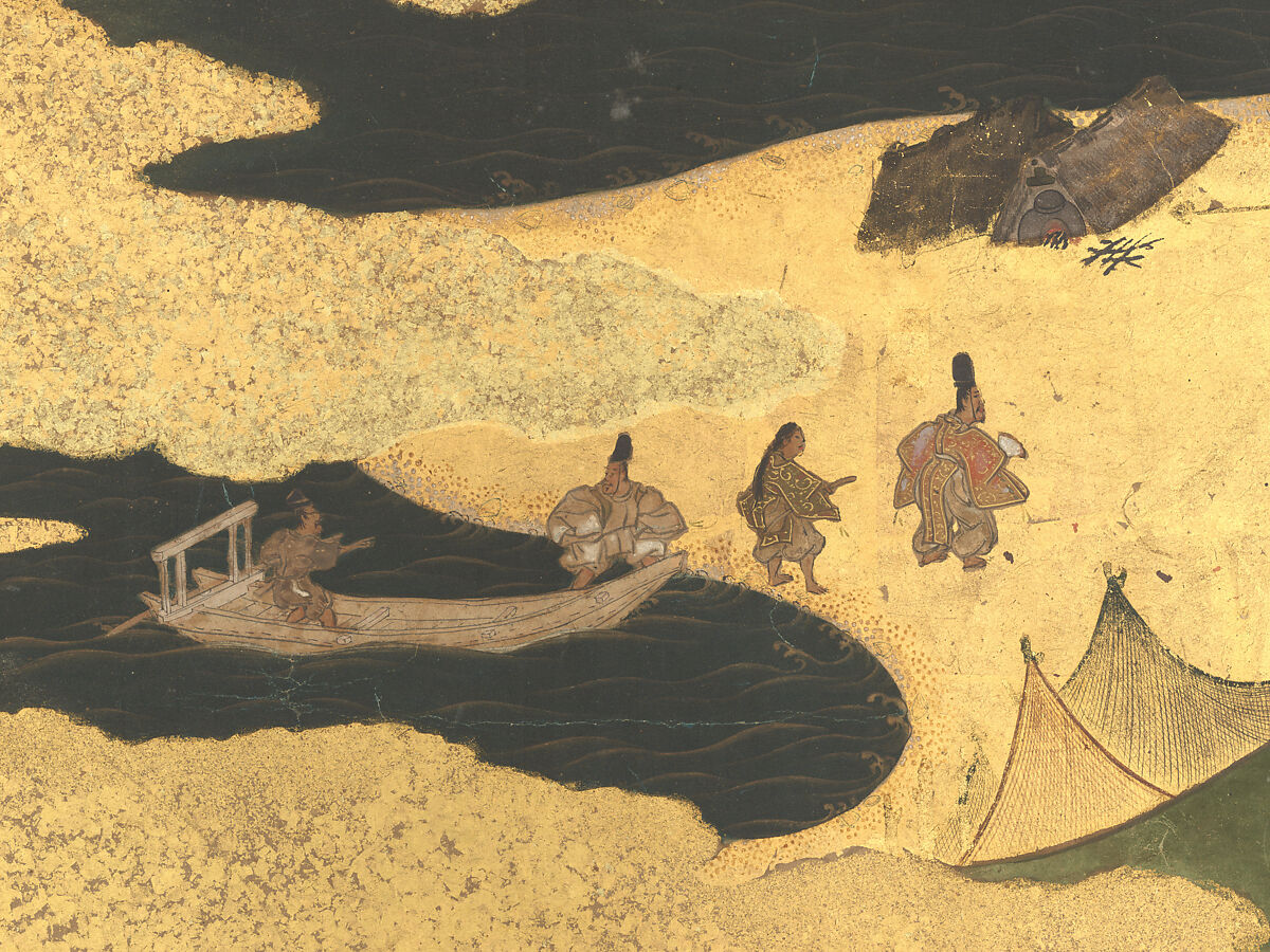 The Rebellions of the Hōgen and Heiji Eras, Pair of six-panel folding screens; ink, color, gold, and gold leaf on paper, Japan