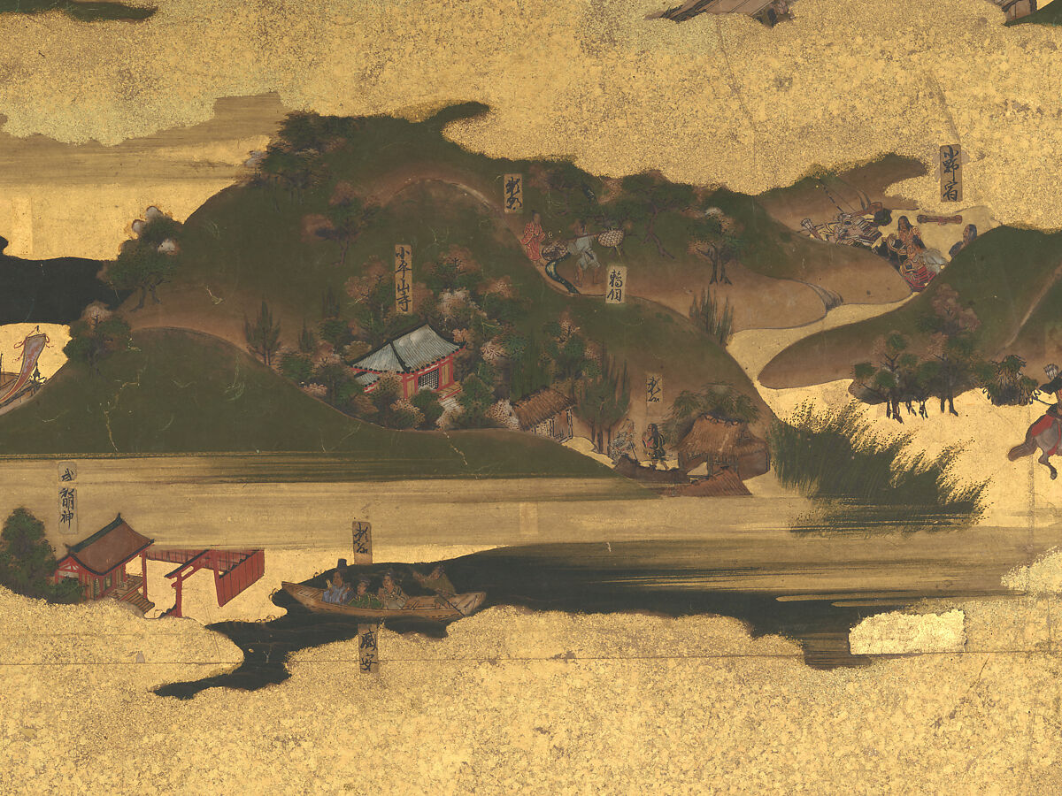 The Rebellions of the Hōgen and Heiji Eras, Pair of six-panel folding screens; ink, color, gold, and gold leaf on paper, Japan