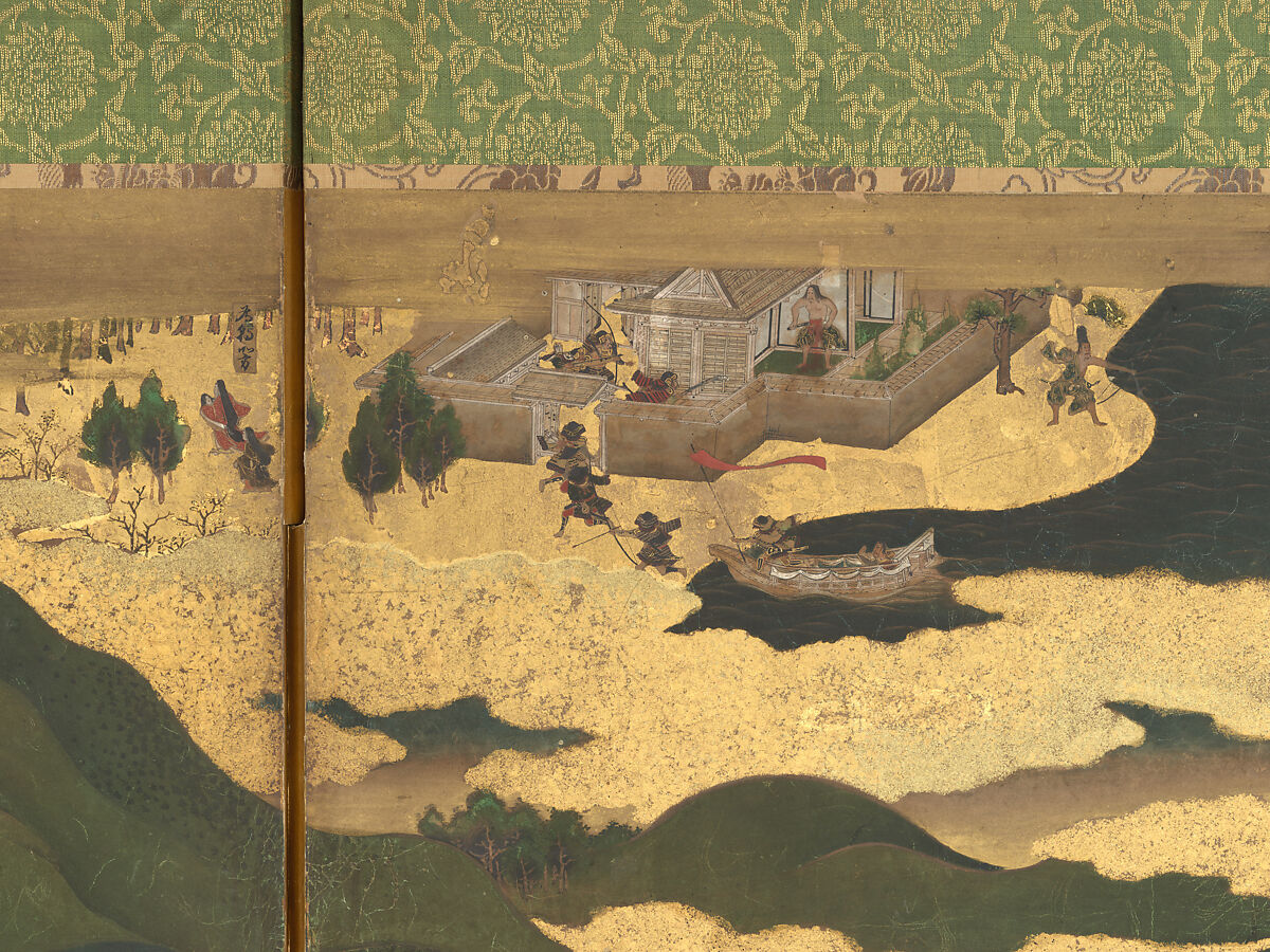 The Rebellions of the Hōgen and Heiji Eras, Pair of six-panel folding screens; ink, color, gold, and gold leaf on paper, Japan